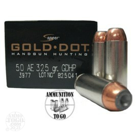 20rds - 50 AE Speer Gold Dot 325gr. HP Ammo